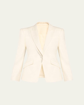 Single-Breasted Linen Blazer Jacket