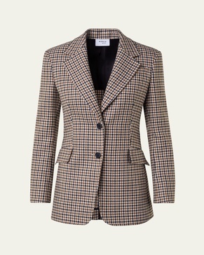 Houndstooth Shetland Tweed Wool Boyfriend Blazer