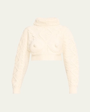 Conical Bra Turtleneck Crop Sweater