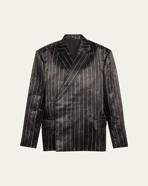 Pinstripe Satin Oversized Tailored Jacket