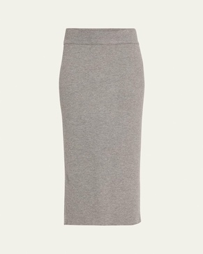 Metallic Body-Con Cashmere Midi Skirt