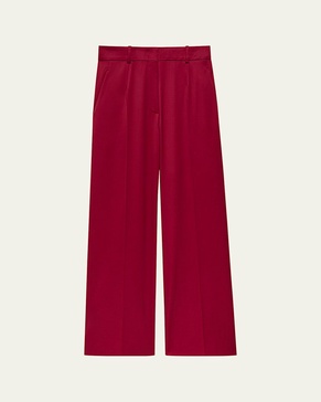 Pleated Wide-Leg Suit Pants