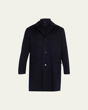 Men's Martingala Cashmere Overcoat with Inset Zip