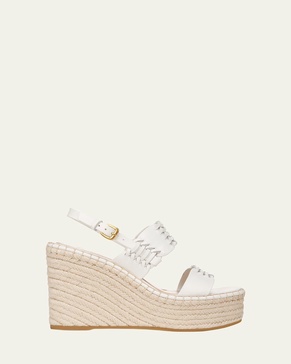 Riya Woven Leather Wedge Espadrilles