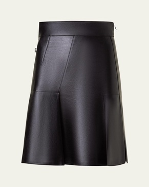 Asymmetric Lacquer Nappa Leather Mini Skirt