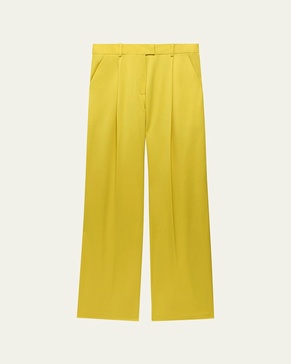 Pleated Wide-Leg Wool Pants