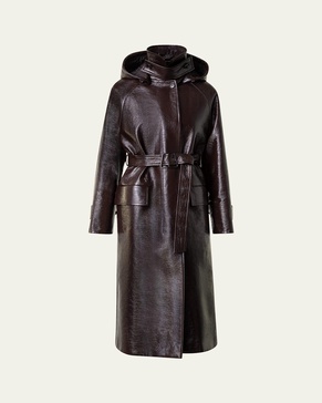 Zeno Lacquer Cotton Belted Trench Coat