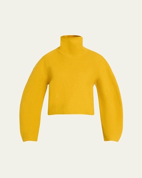 Leona Wool Puff-Sleeve Turtleneck Sweater