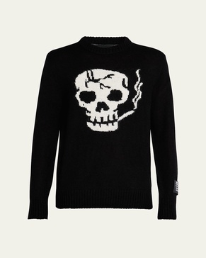 Men's Smoking Skull Wool Sweater