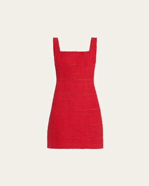 Rue Square-Neck Tweed Mini Dress