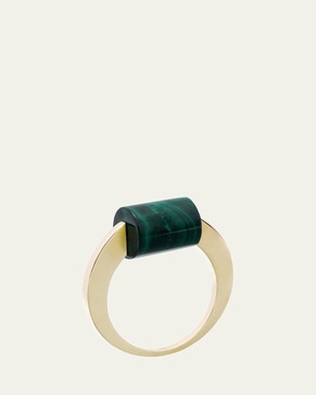 Deco Cylinder Ring with Malachite