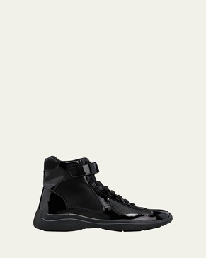 Men's America's Cup Patent Leather High-Top Sneakers