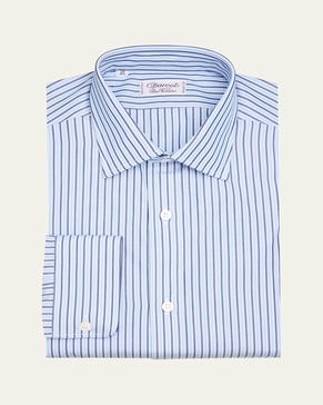 Men's Slim-Fit Cotton Stripe Dress Shirt