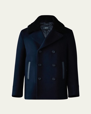 Men's Cole Wool Peacoat with Shearling Collar