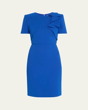 Heavy Cady Midi Dress with Ruffle Detail