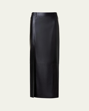 Long Lacquered Leather Skirt