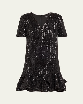 Sequin Flounce Ruffle Mini Dress