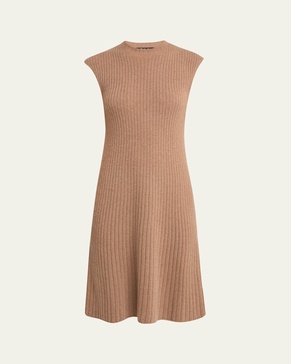 Cervatto Cap-Sleeve Cashmere Rib Dress