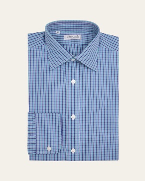 Men's Cotton Check Point-Collar Dress Shirt