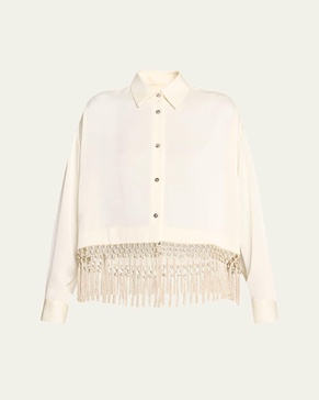 Fringe Button Down Crop Top