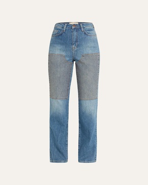 Ms. Triarchy High Rise Straight-Leg Patch Jeans