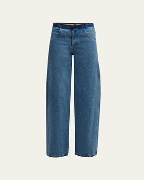 Deconstructed Denim Straight-Leg Jeans