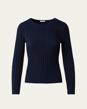 Merino Wool Ribbed Knit Sweater