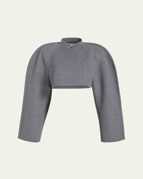 Rotha Curved-Sleeve Wool Crop Jacket