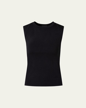 Sleeveless Fitted Silk Stretch Knit Top