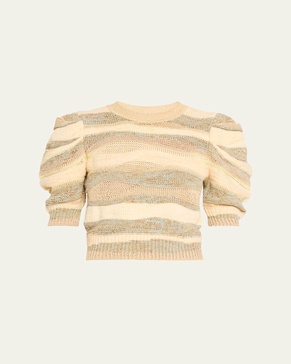 Odie Puff-Sleeve Cotton-Blend Knit Top