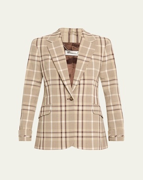 Lillie Plaid Single-Breasted Blazer