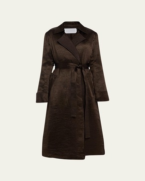 Quilted Wool Belted Trench Coat