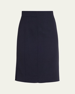 Wool-Blend Knee-Length Pencil Skirt