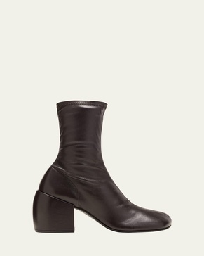 Lambskin Zip Block-Heel Booties