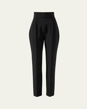 High-Rise Pintuck Skinny-Leg Pants