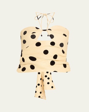 Well Thought Polka Dot Halter Crop Top