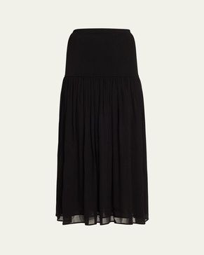 Miya Wool and Silk Drop-Waist Maxi Skirt