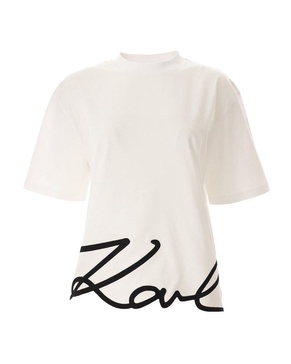 T-shirt Con Orlo Firmato Karl - Bianco / XS