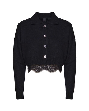 Pinko Lace-Detailed Knitted Polo Jumper