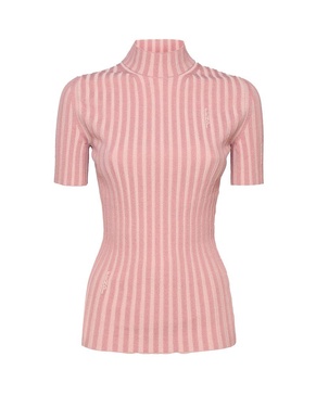 Fendi High-Neck Short Sleeved Striped Jumper