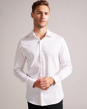 Ardea Mens Long Sleeve Geometric Print Shirt