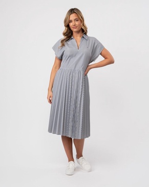 Ithaka Pleat Womens Midi Polo Dress