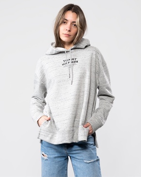 Relaxed Text Flock Print Womens Hoodie