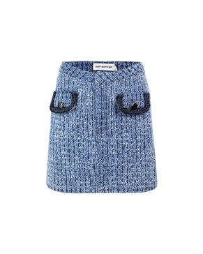 Self-Portrait Textured Denim Mini Skirt