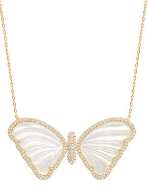 Gabi Rielle Gold Over Silver CZ Micropave Butterfly Necklace