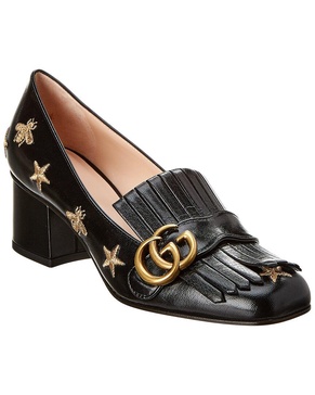 Gucci GG Marmont Bee & Stars Embroidered Leather Pump