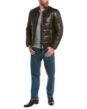 AllSaints Russel Leather Puffer Jacket