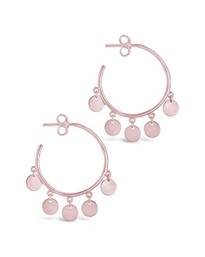 Sterling Forever 14K Rose Gold Vermeil Disk Charm Hoops