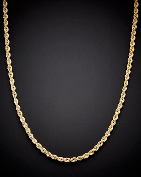 14K Italian Gold Hollow Rope Chain Necklace