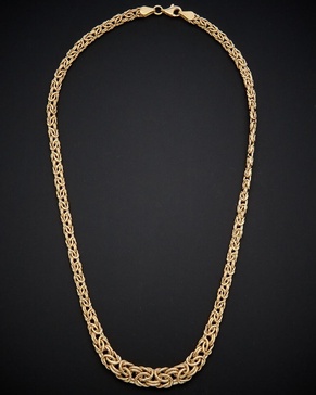 14K Italian Gold Graduated Byzantine Necklace